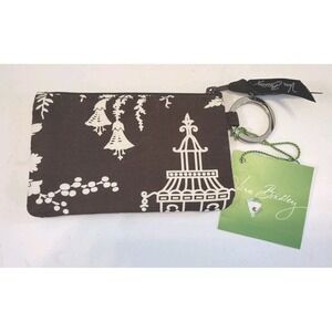NWT Vera Bradley Imperial Toile Zip ID Case‎ Coin Purse Wallet Brown White Small